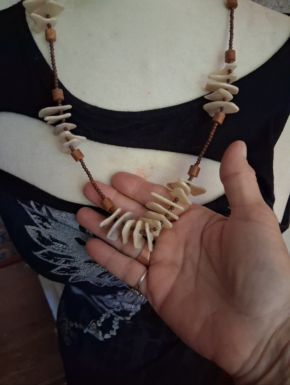 Natural Ivory-Beige Beaded Women's Necklace
